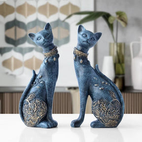 Peça Decorativa Casal Gato em Resina