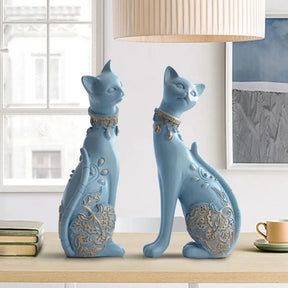 Peça Decorativa Casal Gato em Resina