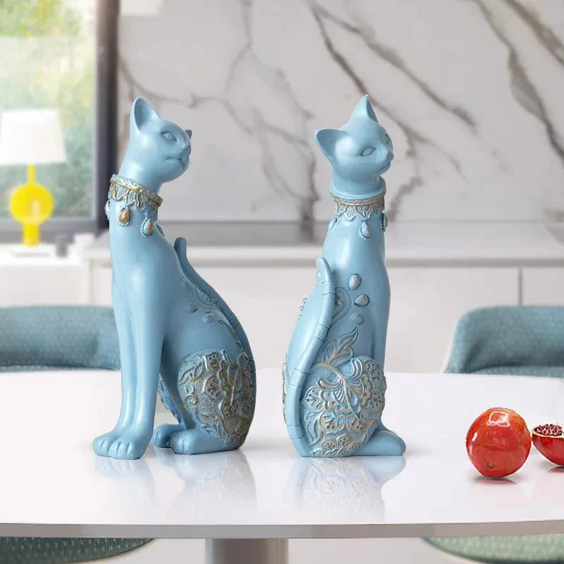 Peça Decorativa Casal Gato em Resina