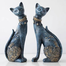 Peça Decorativa Casal Gato em Resina