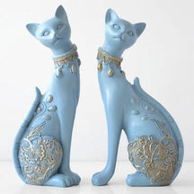 Peça Decorativa Casal Gato em Resina