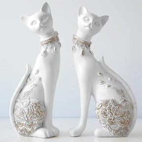 Peça Decorativa Casal Gato em Resina