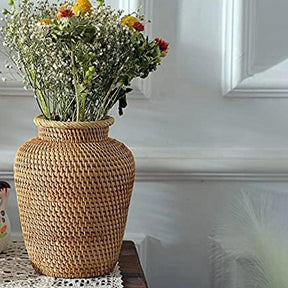 Vaso de Flores Decoração de Rattan