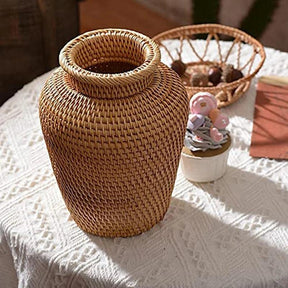 Vaso de Flores Decoração de Rattan